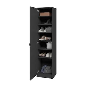 Sapateira 1 Porta 6 Prateleiras com Espelho Preto Mdp 15mm 181,5x44,5x35cm BRV Móveis