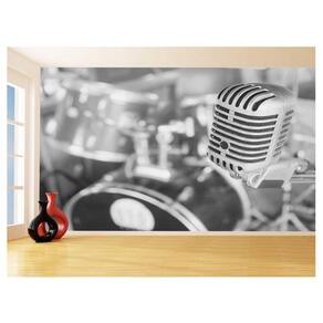 Papel De Parede 3D Musica Microfone Som Vintage 3,5M Mus63