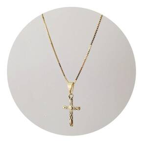 Colar Cruz Cristo Prata Banhado Ouro 18k - Ponte Vecchio
