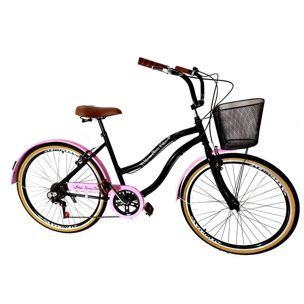 Bicicleta feminina adulto aro 26 com aros reforçados Preto