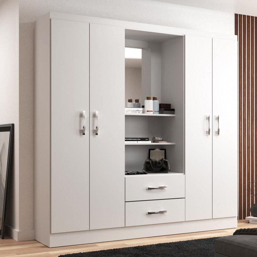 Guarda Roupa 4 Casal Portas 2 Gavetas Capelinha Evidência Móveis