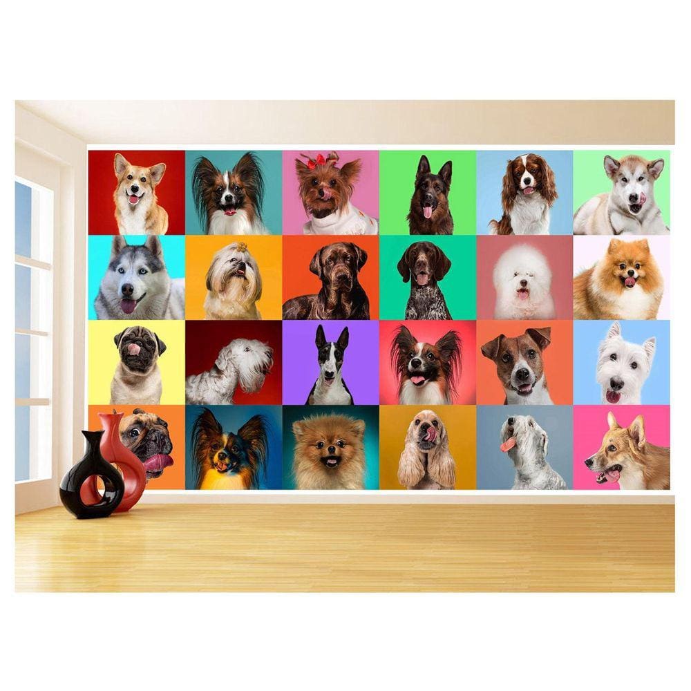 Papel De Parede Animais Cachorro Várias Raças 3,5M Anm418