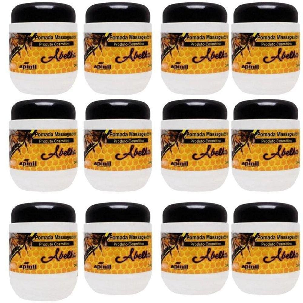 Atacado 12 Pomadas Massageadora Abelha 240G Revenda Apinil