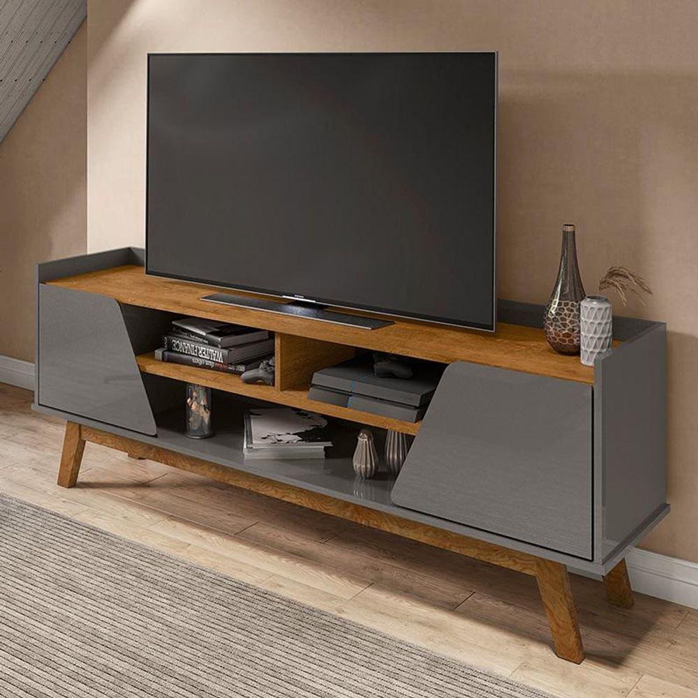 Rack Sala Turim para TV até 65 Polegadas com Pés Madeira