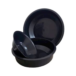 3 Bacias Plástica Lavanderia Cozinha 20/25/30cm Preta