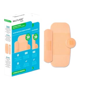 Curativo Bandaid Bege 3 Tamanhos Material Respirável Livre de Látex Cx com 60 Multilaser Saúde