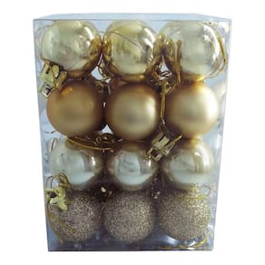 Kit Com 24 Bolas Natalina Arles Pequena 2,5cm Douradas