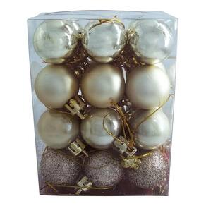 Kit Com 24 Bolas Natalina Arles Pequena 2,5cm Champanhe