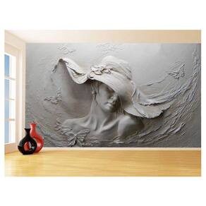 Papel De Parede 3D Arte Mulher Chapéu Pintura 3,5M Tra128
