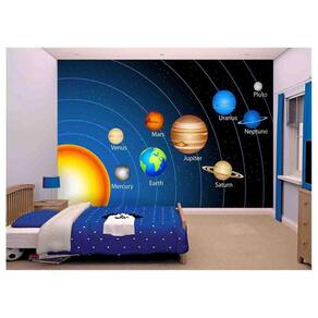 Papel De Parede Infantil Espaço Sistema Solar Azs74