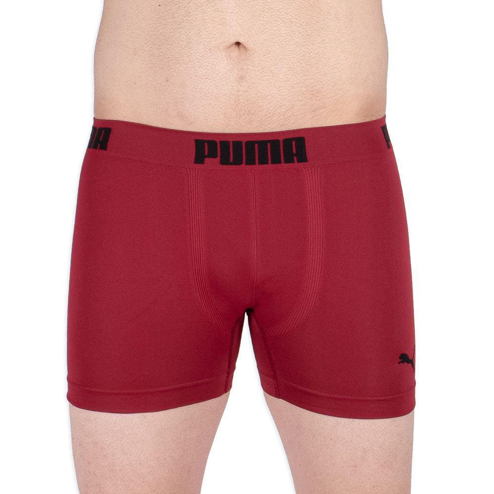 Cueca Boxer Puma Logo Sem Costura Bordô