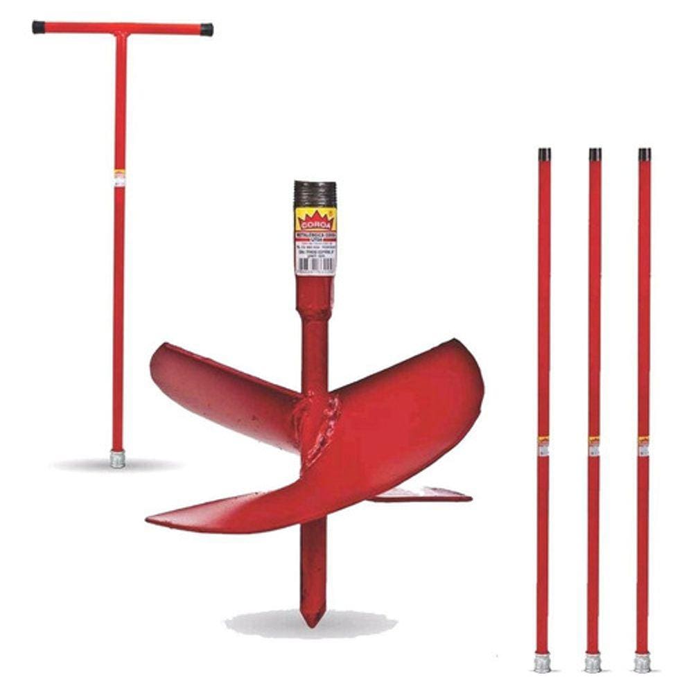 Kit Cavadeira Manual Espiral Trado Perfurar Solo Coroa 12 + Cabo + 3 Extensor 1m