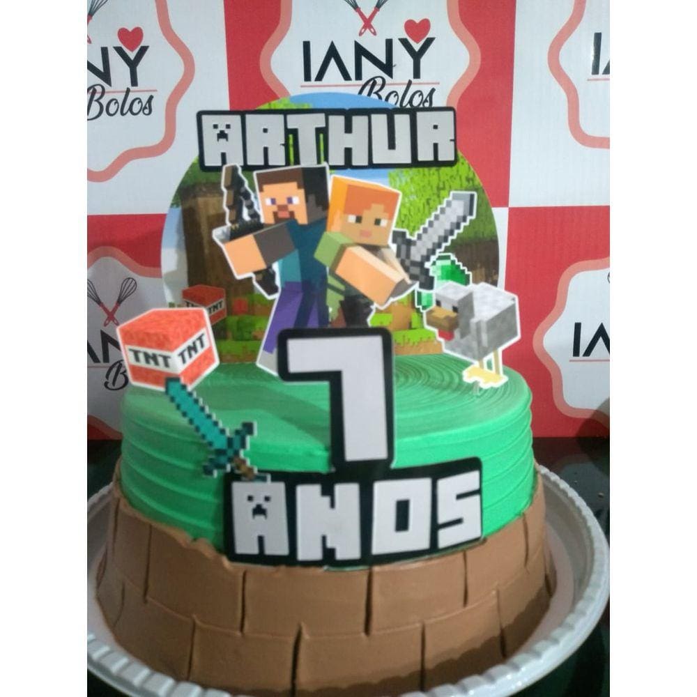 Bolo Personalizado do Minecraft de Chantilly