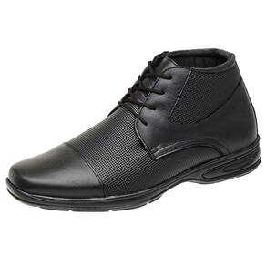Bota Social Masculina Couro Linha Confort Ortopedica Tamanho Grande Cadarço Cano Curto