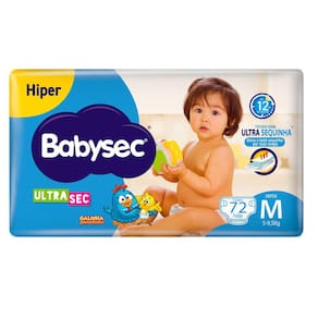 Fralda Descartável Babysec UltraSec Hiper M Com 72 Unidades