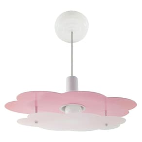 Luminária Pendente Nuvem Rosa Infantil Teto Quarto Menina O