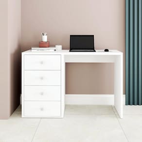 Mesa de Computador 4 Gavetas Branco Mdp 15mm/Mdp 25Mm 78x120x44,5cm BRV Móveis