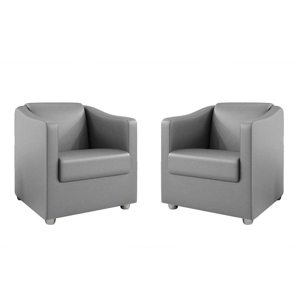 Kit 2 Poltronas Decorativa Tilla Corino Cinza Dal Poz Estofados