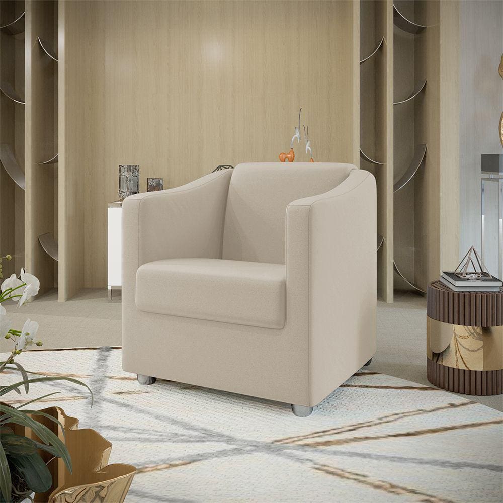 Poltrona Decorativa Tilla Suede Bege Dal Poz Estofados