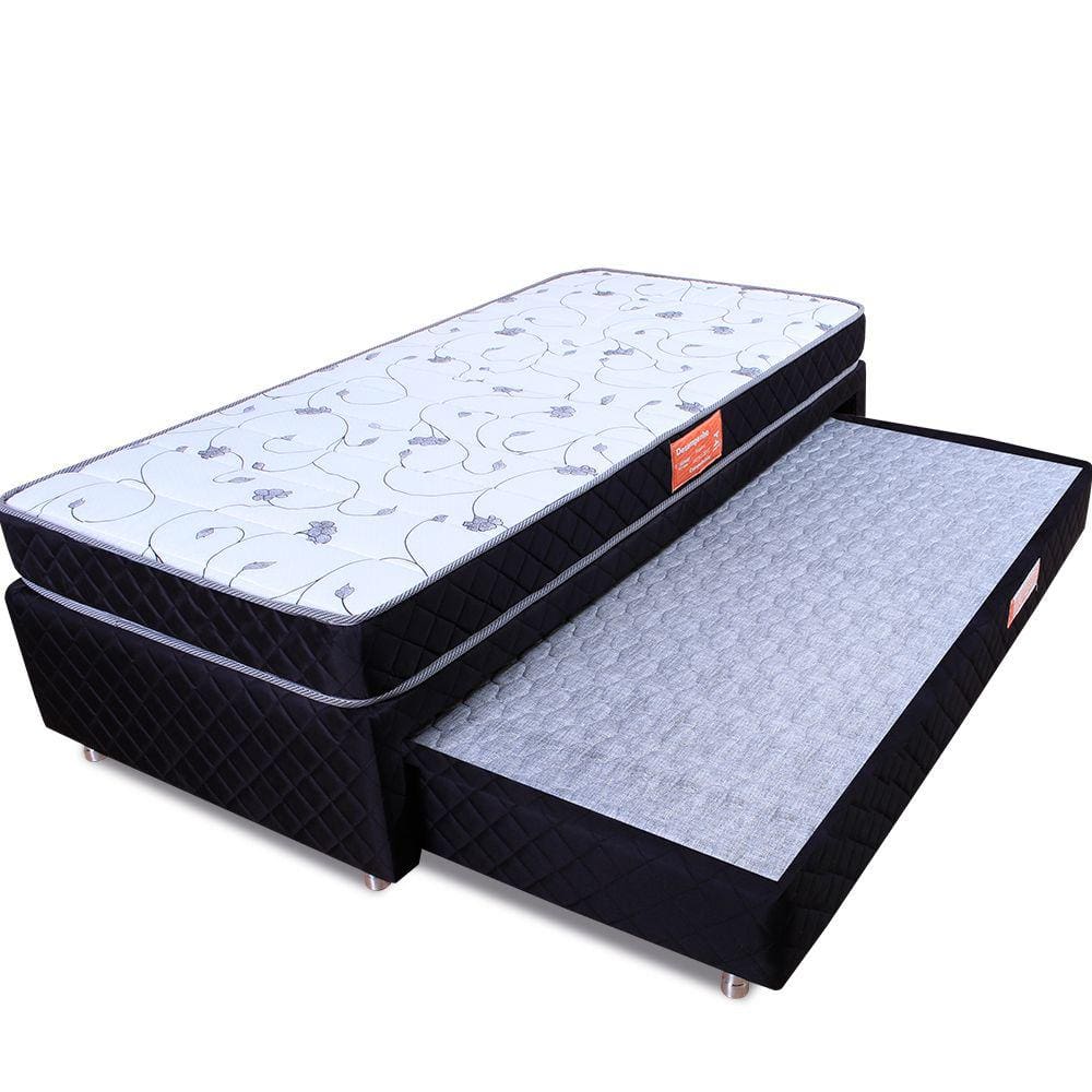 Colchão Solteirão D33 + Cama Box Colchão Auxiliar Bicama De Espuma 97x203x51cm - BF Colchões