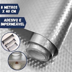 Forro Protetor Adesivo para Cozinha Armários Gavetas Manta Impermeável Alumínio 8mx40cm Prisma