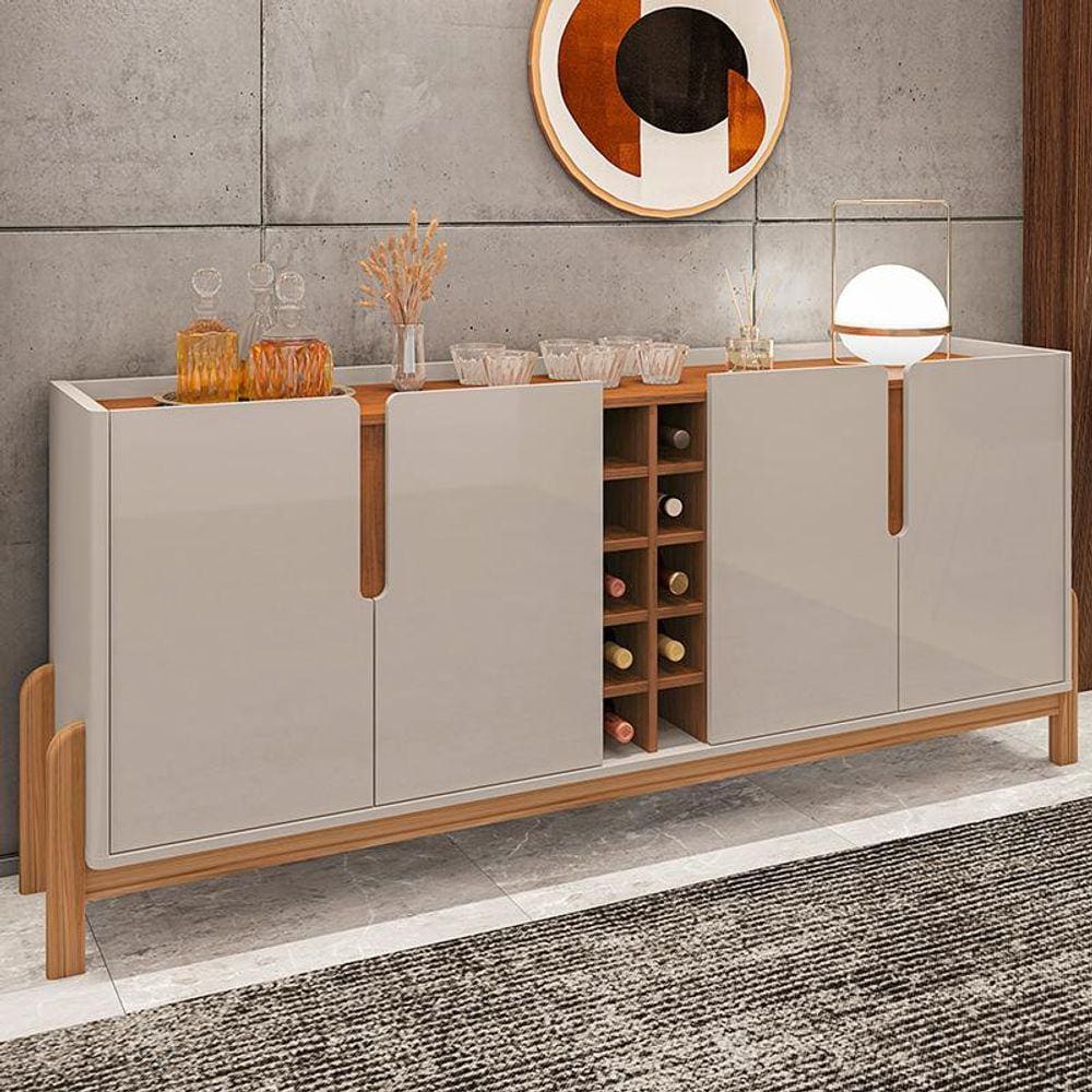 Aparador Buffet Sala Lizz 190cm com Pés de Madeira Maciça