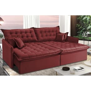 Sofá Sem Caixa Retrátil e Reclinável 1,75m Cama inBox Versátil. Suede Velusoft