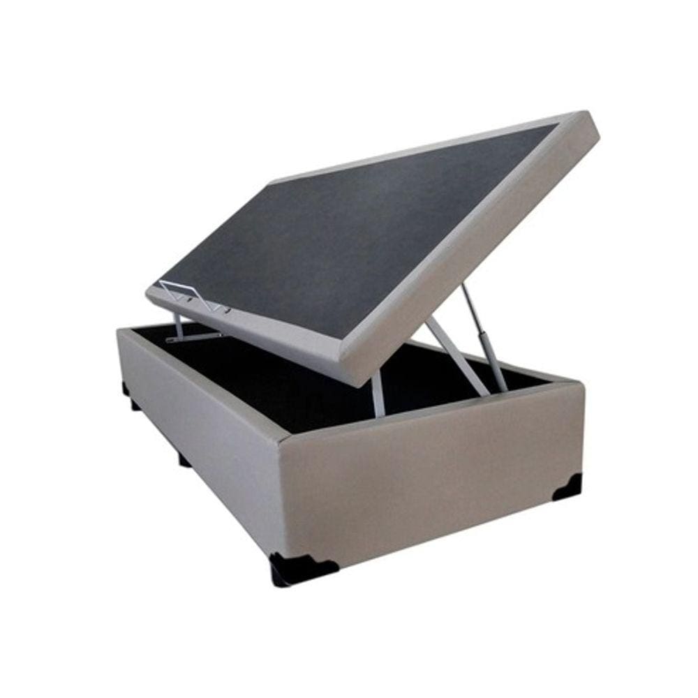Base Box Baú Solteiro Corino Bege - 88x188x35