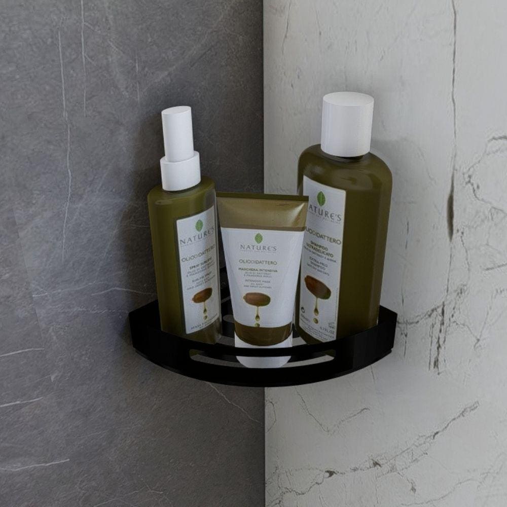 Kit 2 Suportes Porta Shampoo P/ Banheiro De Canto Inox Preto