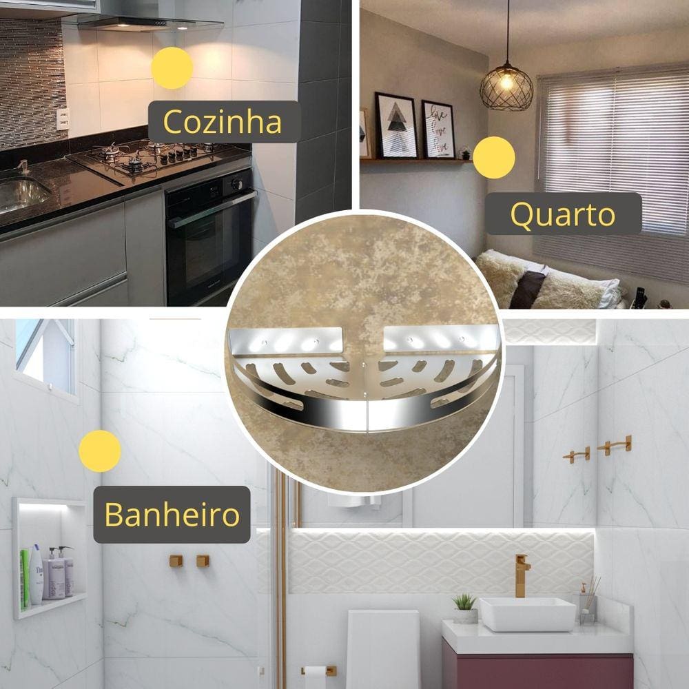 Kit 2 Suportes Porta Shampoo Para Banheiro De Canto Inox