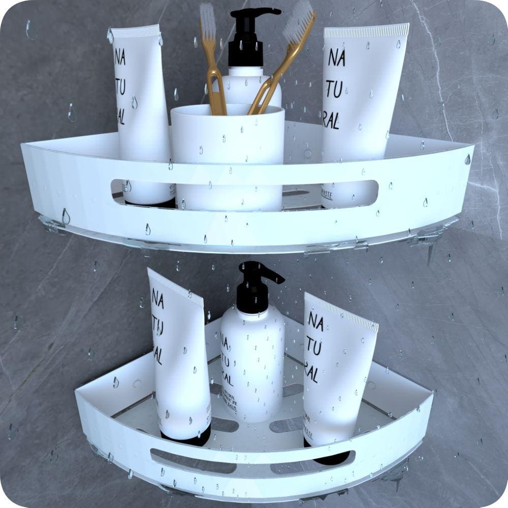 Kit 2 Suportes Porta Shampoo Banheiro De Canto Inox Branco
