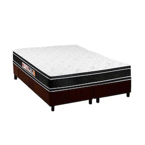 Cama Box Queen: Colchão Espuma Castor D33 Black e White Double Face + Base CRC Suede Brown(158x198)