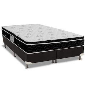 Cama Box Queen: Colchão Molas Ortobom Nanolastic Physical Spring + Base CRC Suede Black(158x198)