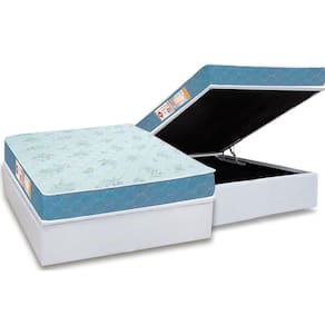 Cama Box Baú Casal: Colchão Espuma Castor D45 Sleep Max + Base CRC Courano White(138x188)