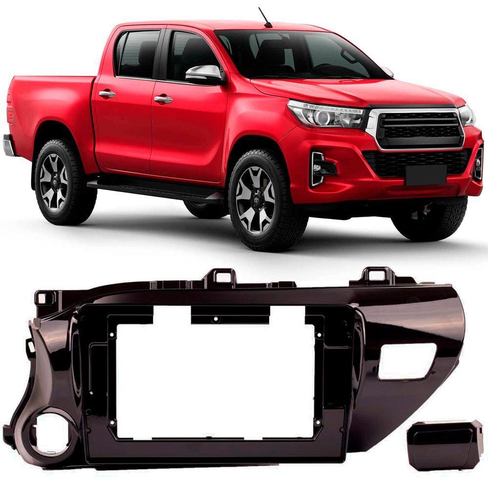 Moldura De Painel 2 Din 10&quot; Polegadas Hilux 2017 Em Diante - Black Piano