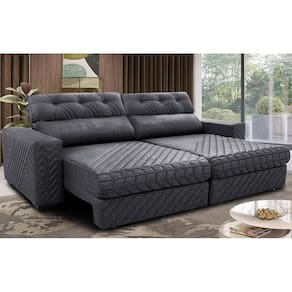 Sofá Retrátil e Reclinável 2,35m Molas Ensacadas Cama inBox Style. Thermo Gel Linho
