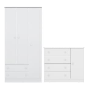 Guarda Roupa Roupeiro Infantil com Cômoda Doce Sonho Qmovi Branco