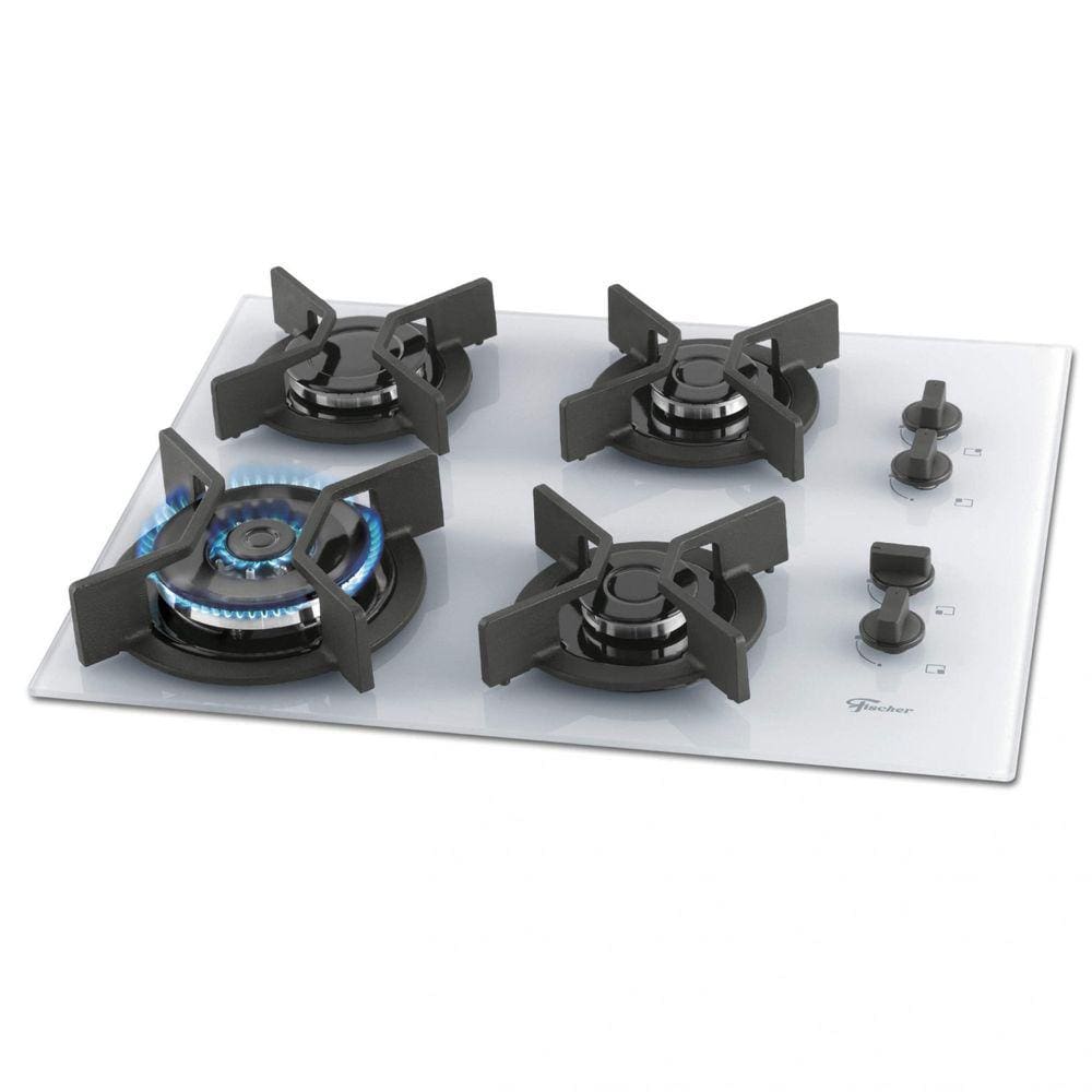 Fogão Cooktop 4 Bocas Gás Mesa Vidro TC Infinity Fischer Branco