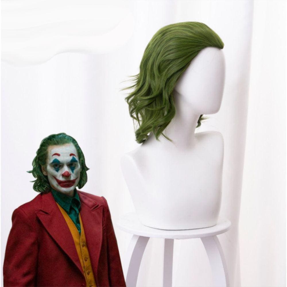 Peruca coringa verde elfo cacheada ondulada cosplay 40cm