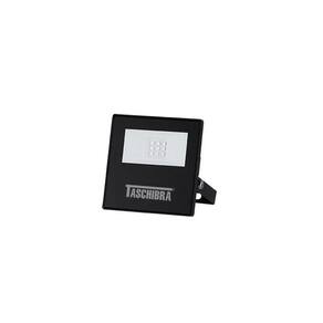 Refletor Taschibra TR LED Slim 10W Preto Bivolt 3000K Luz Amarela