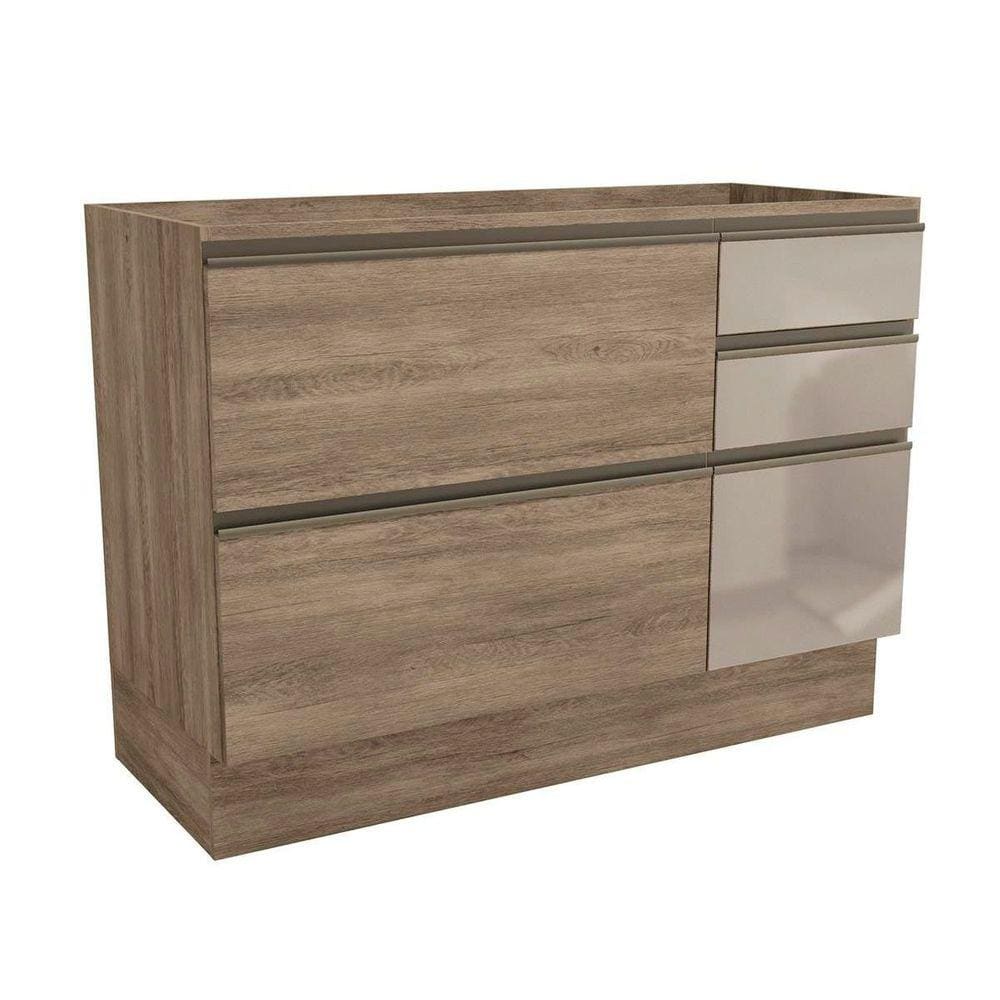 Balcão de Cozinha Modulado Maxxi G747 1 Porta e 4 Gavetas c/ Vidro p/ Pia Nogal - Kappesberg