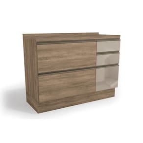 Gabinete de Cozinha Modulado Maxxi G747 1 Porta e 4 Gavetas c/ Vidro + Tampo Nogal - Kappesberg