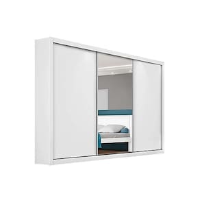 Guarda Roupa 3 Portas de Correr e 6 Gavetas c/ 1 Espelho Toronto Branco - Europa
