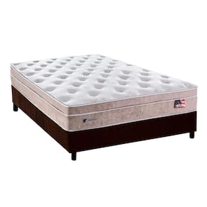 Cama Box Casal: Colchão Molas Plumatex MasterPocket Ensacadas Miami + Base CRC Suede Marrom(138x188)