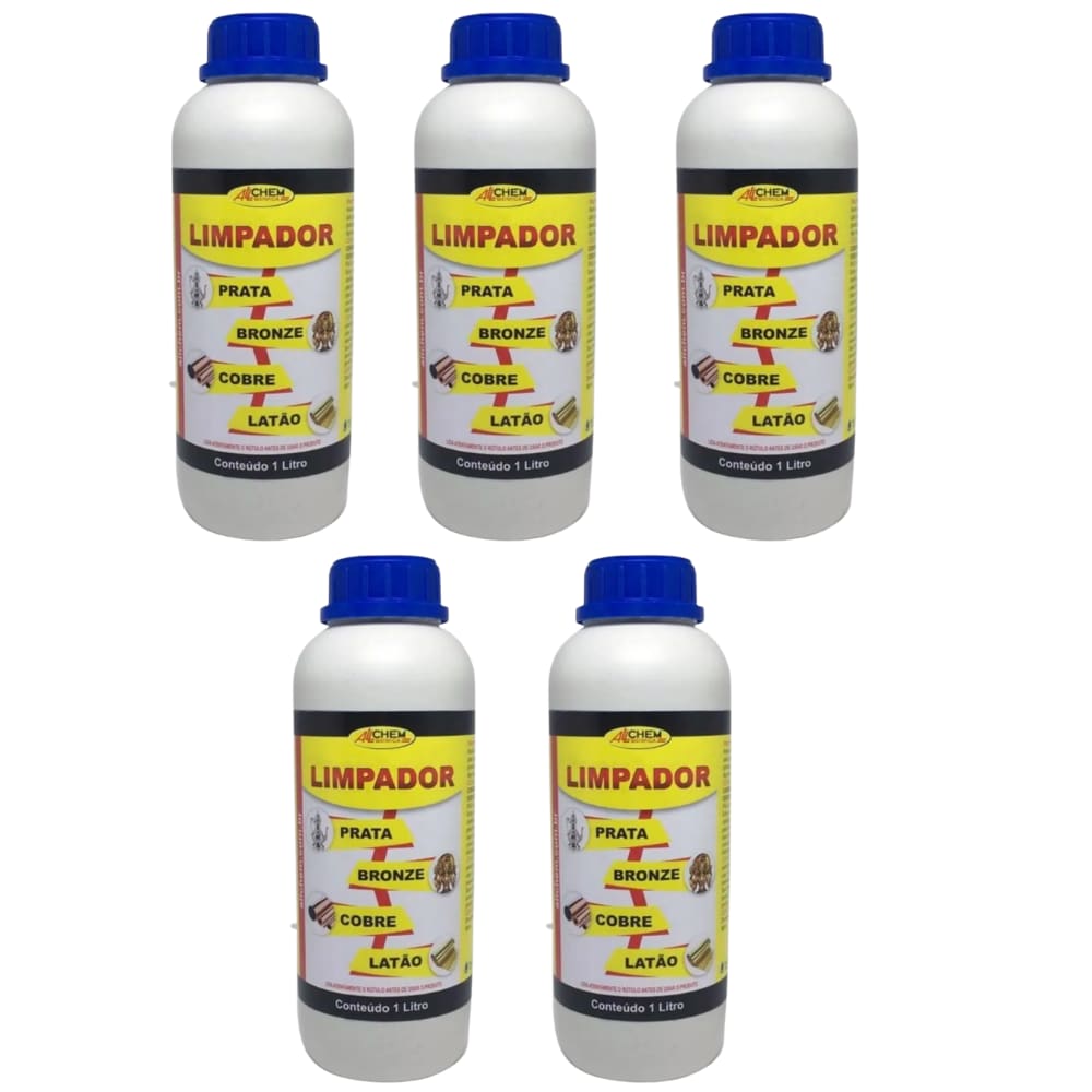 Kit 5 Limpador Limpa Prata Bronze Cobre Latão Allchem 1L