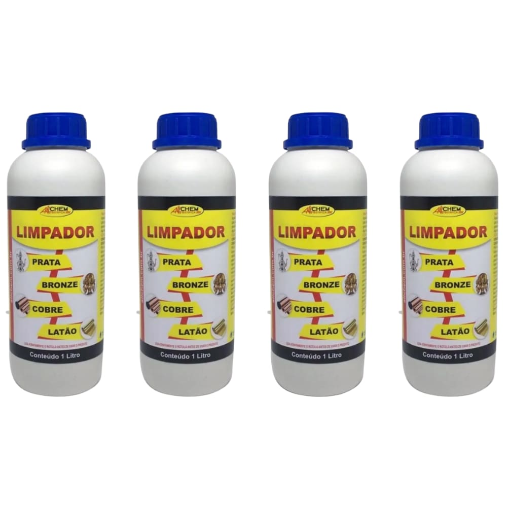 Kit 4 Limpador Limpa Prata Bronze Cobre Latão Allchem 1L