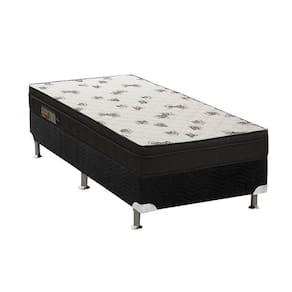 Cama Box Solteiro: Colchão Espuma Ortobom D45 Light Ortopilow + Base CRC Suede Black(88x188)
