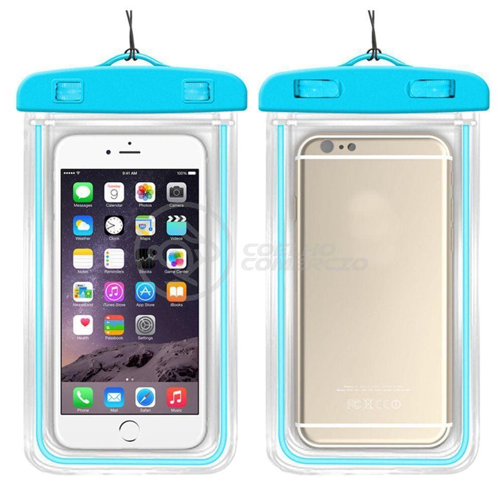 Capa Bolsa A Prova Dágua Impermeável P/ Celular Azul