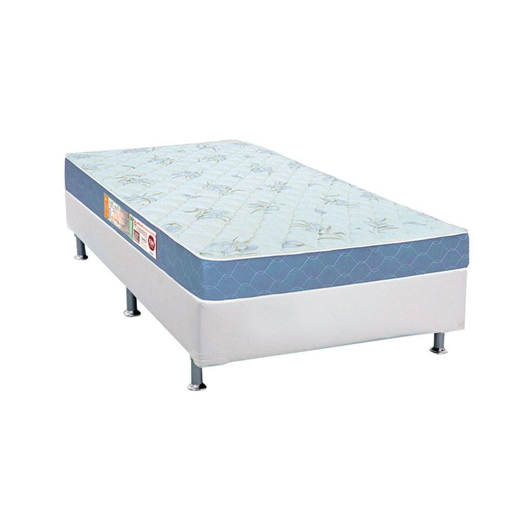 Cama Box Solteiro: Colchão Espuma Castor D45 Sleep Max + Base CRC Courano White(88x188)