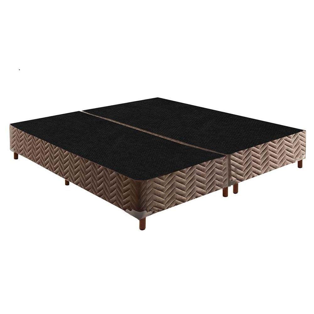 Cama Box Base Universal Queen Sommier Rústico Bordado Brown (158x198x20) - Paropas